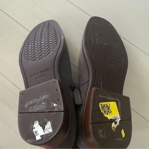 Cole Haan River Waterproof Suede Booties in Gray with Wood Heel 8.5 NWOB - Picture 8 of 11